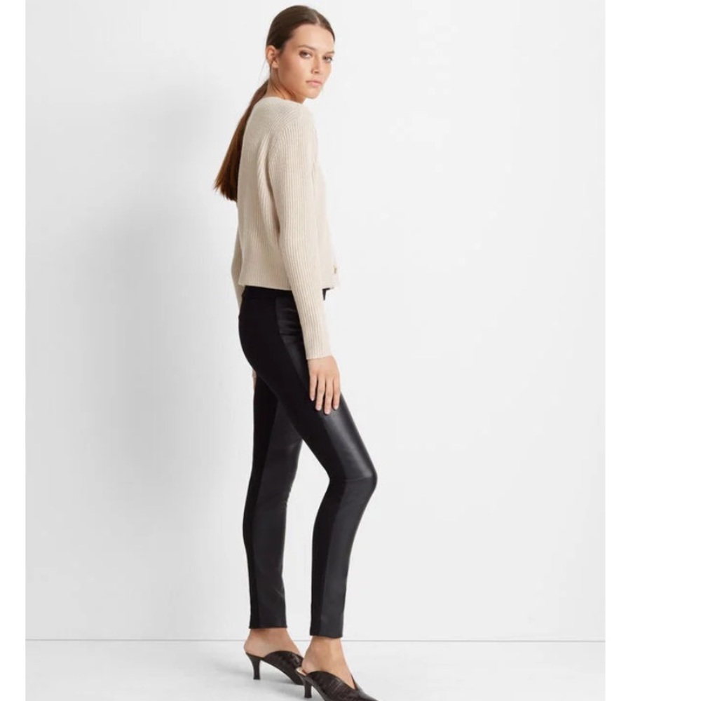 Club Monaco Tasha Legging. Faux leather front. Slim pull-on fit.